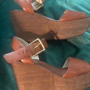 Michael Kors Leather Wedge Sandals NEW